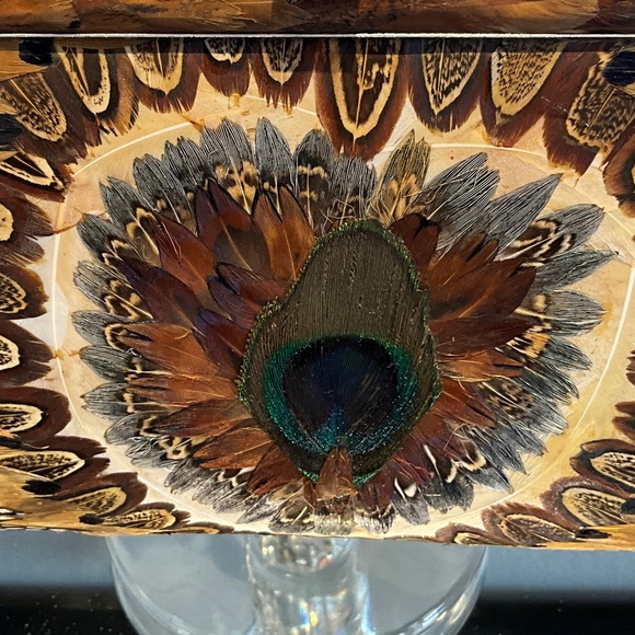 VTG Outdoor Forest Fairytale Wedding Feather Frame Bag Woodsy Bride Brown Blue - Picture 8 of 16